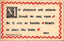Vtg Postcard 1910 P.L. Wells Howard Payne Lyrics No Place Like Home Granada MS picture