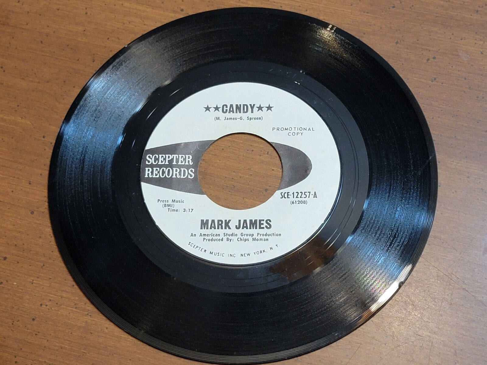 Vtg 1969 45 RPM - Mark James – Candy / Sunday Rain PROMO Scepter VG+