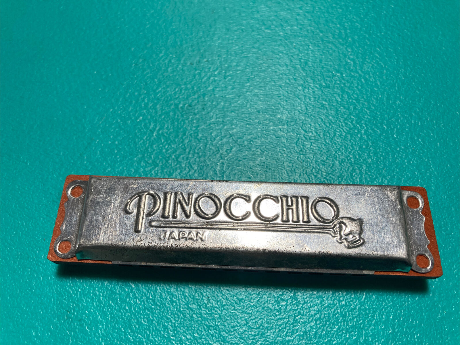 Vintage Pinocchio Japan Metal Wood Harmonica