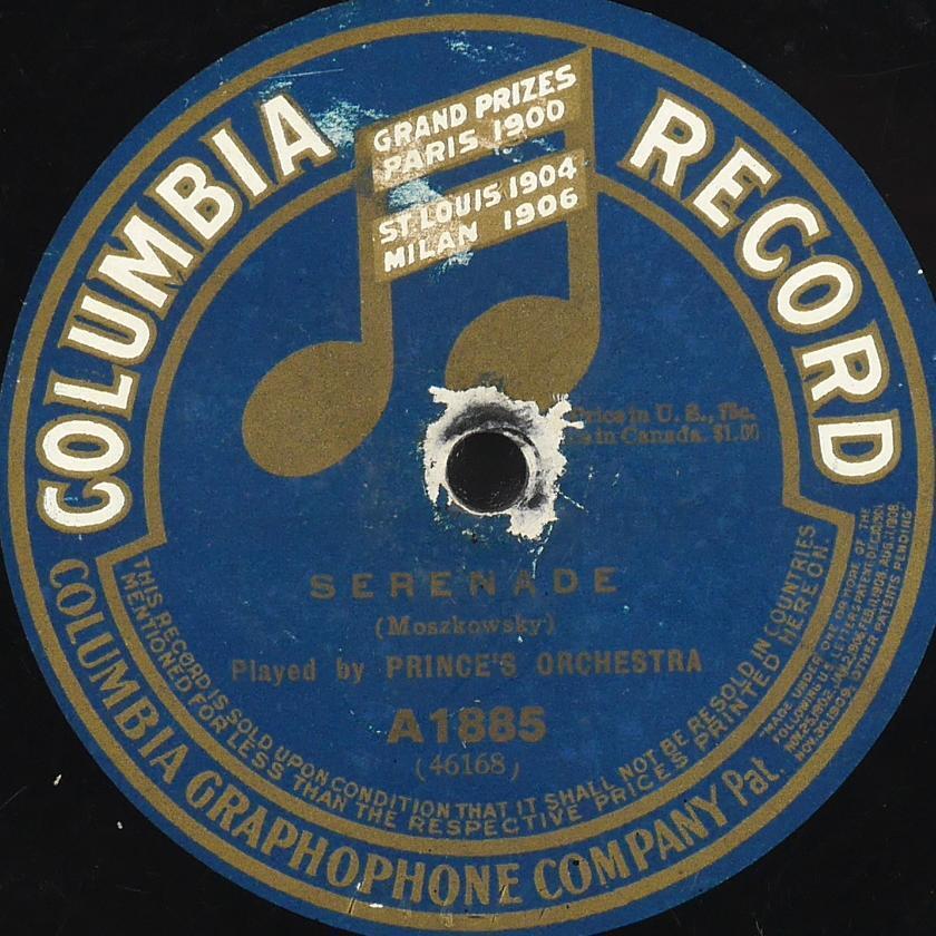 PRINCE\'S ORCHESTRA Serenade / Cohen Brighton COLUMBIA A1885 VG+ 78rpm