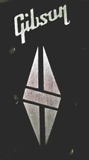 Gibson Guitar Headstock Logo & Split Diamond, Die-Cut Metal Decal Straked Nickel picture