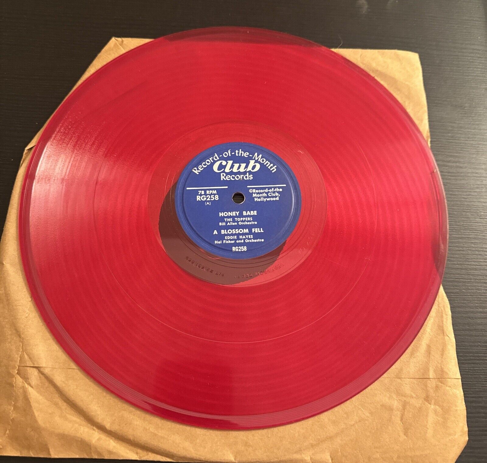 Eddie Hayes Hal Fisher & Orchestra Red Record of Month Club 78 rpm