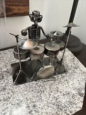 Nuts & Bolts Metal Drummer & full set drums Sculpture Figure Musician Figurine picture