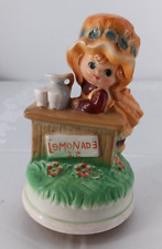 Bonnet Girl Lemonade Stand Rotating Music Box Vintage 70's Fred Roberts picture