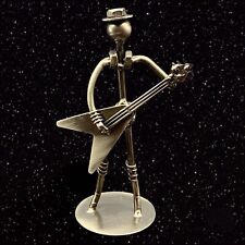 Vintage Handmade Metal Nut & Bolt Rockstar Guitar Sculpture Figure 6.5”T 5”W picture