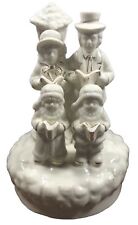 Vintage Ceramic Christmas Caroler Family Music Box We Wish You A Merry Christmas picture
