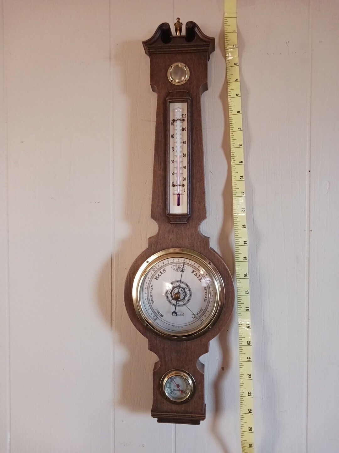 Vintage Springfield Banjo Wall Mount Weather Station Barometer Temp Humidity 24