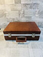 Vintage 70s 8-TRACK TAPE Storage Box Suit Case Faux Leather 40 Tape Capacity picture