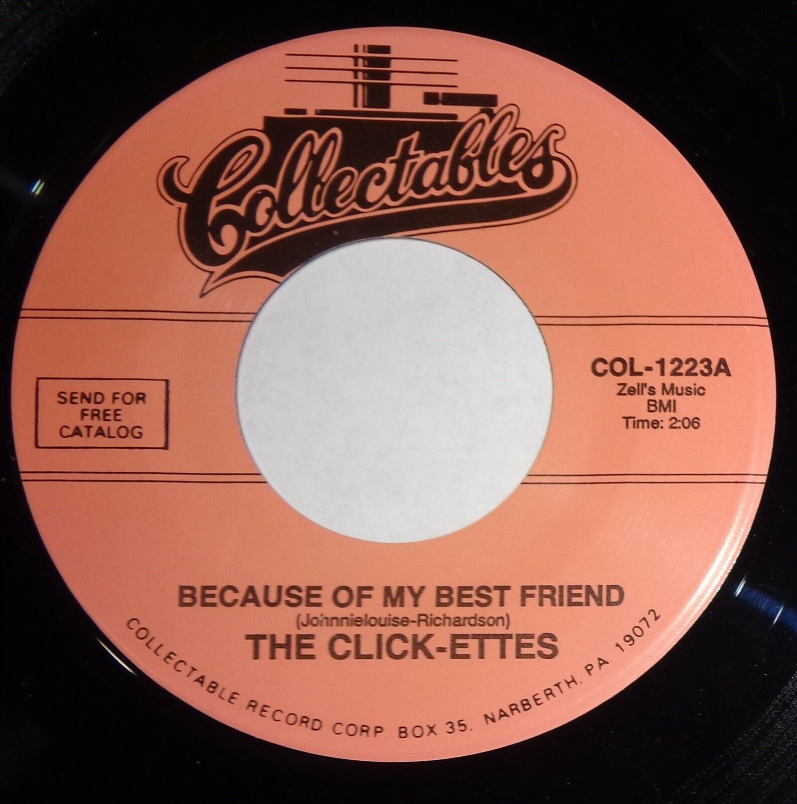 The Click-Ettes 45 RPM - Because Of My Best Friend / Grateful NM E13