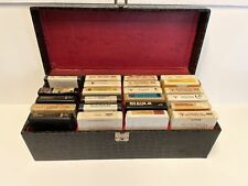 VTG AS IS 70s Faux Leather Red Velvet Lined 8 Track Case w/20+ Tapes Untested picture