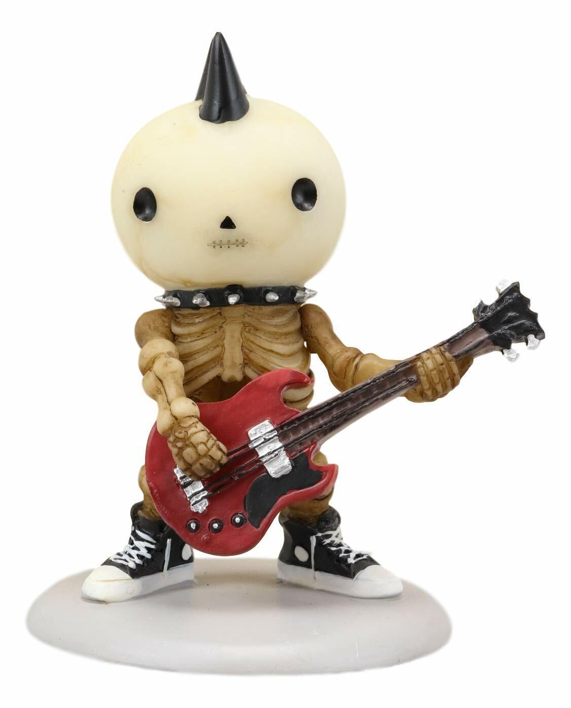 Ebros Lucky The Rock Star Skeleton Electric Bass Guitar with Mohawk Figurine