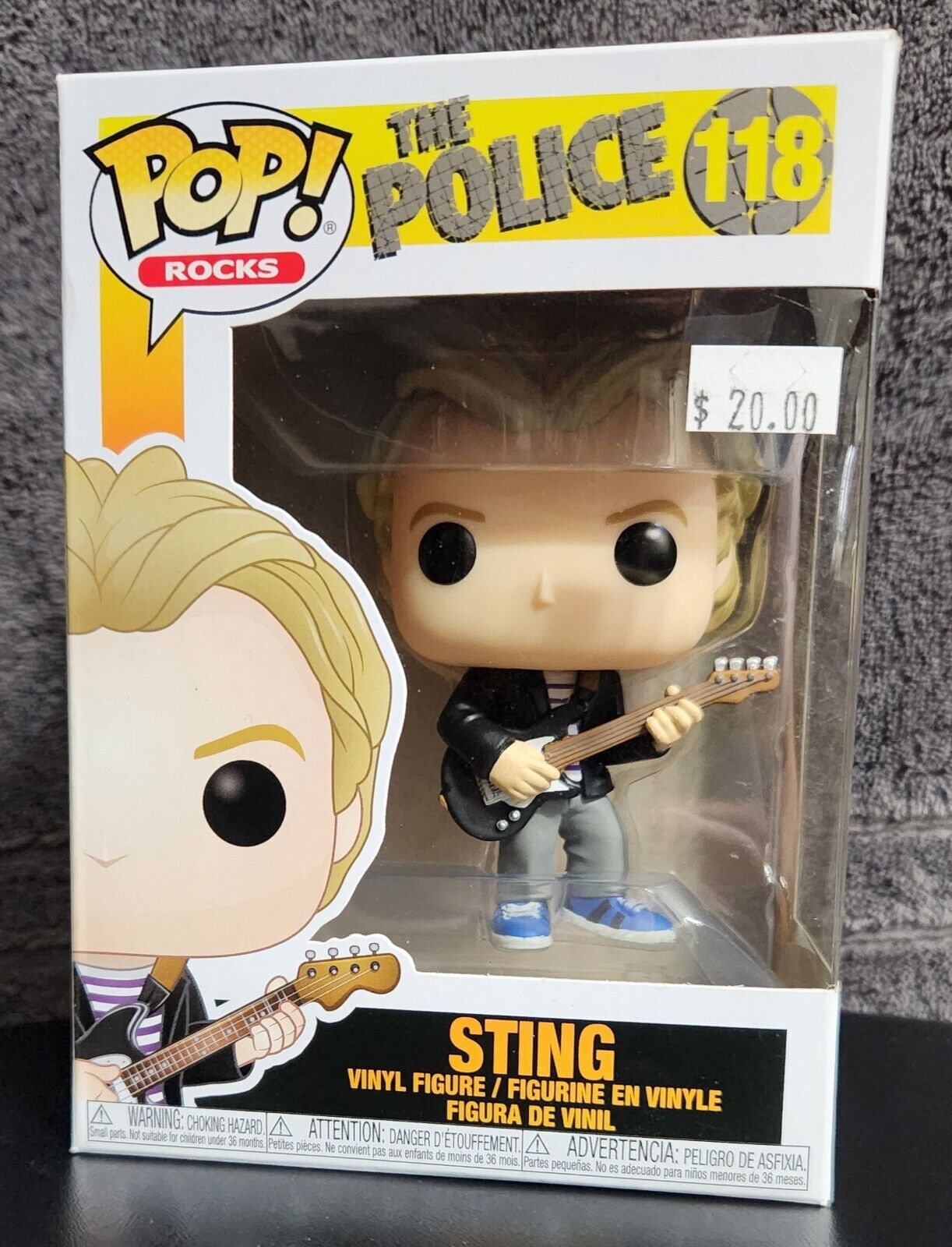 Funko POP The Police | #118 STING w/Bass Guitar | Vaulted | w/Soft Protector 