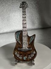 GUITAR ON STAND TRINKET BOX BY KEREN KOPAL, CRYSTALS, HARD TO FIND, RARE picture