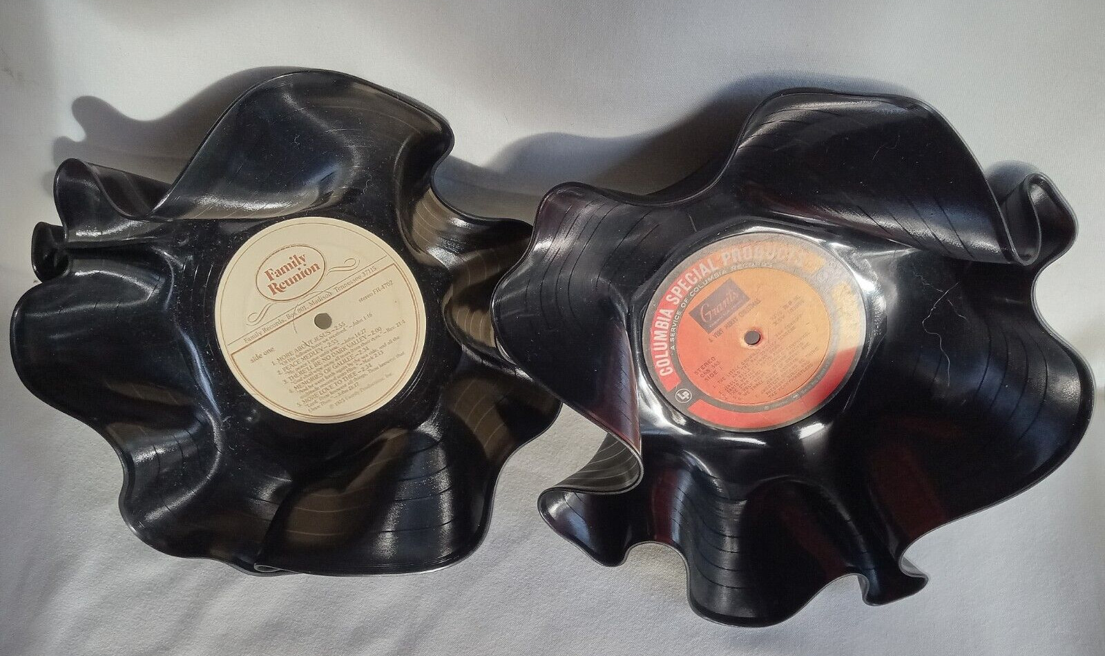 Vinyl Record Bowls- Recycled-Gift Bowls/ Planters. Family Records & Christmas