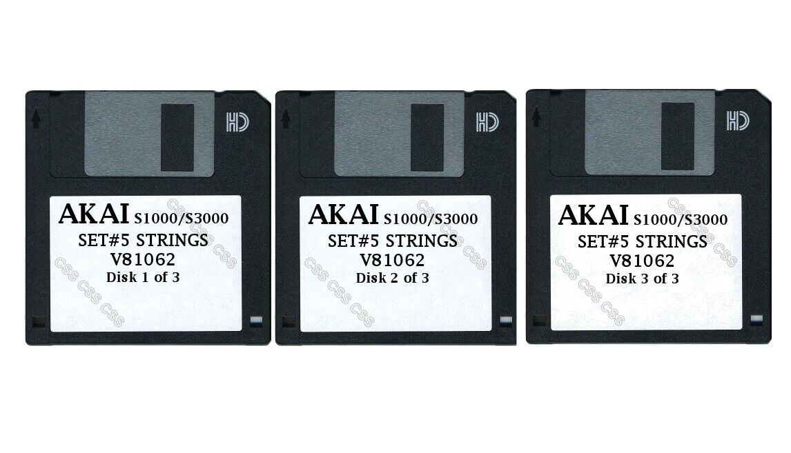Akai S1000 / S3000 Set of Three Floppy Disks SET#5 STRINGS V81062