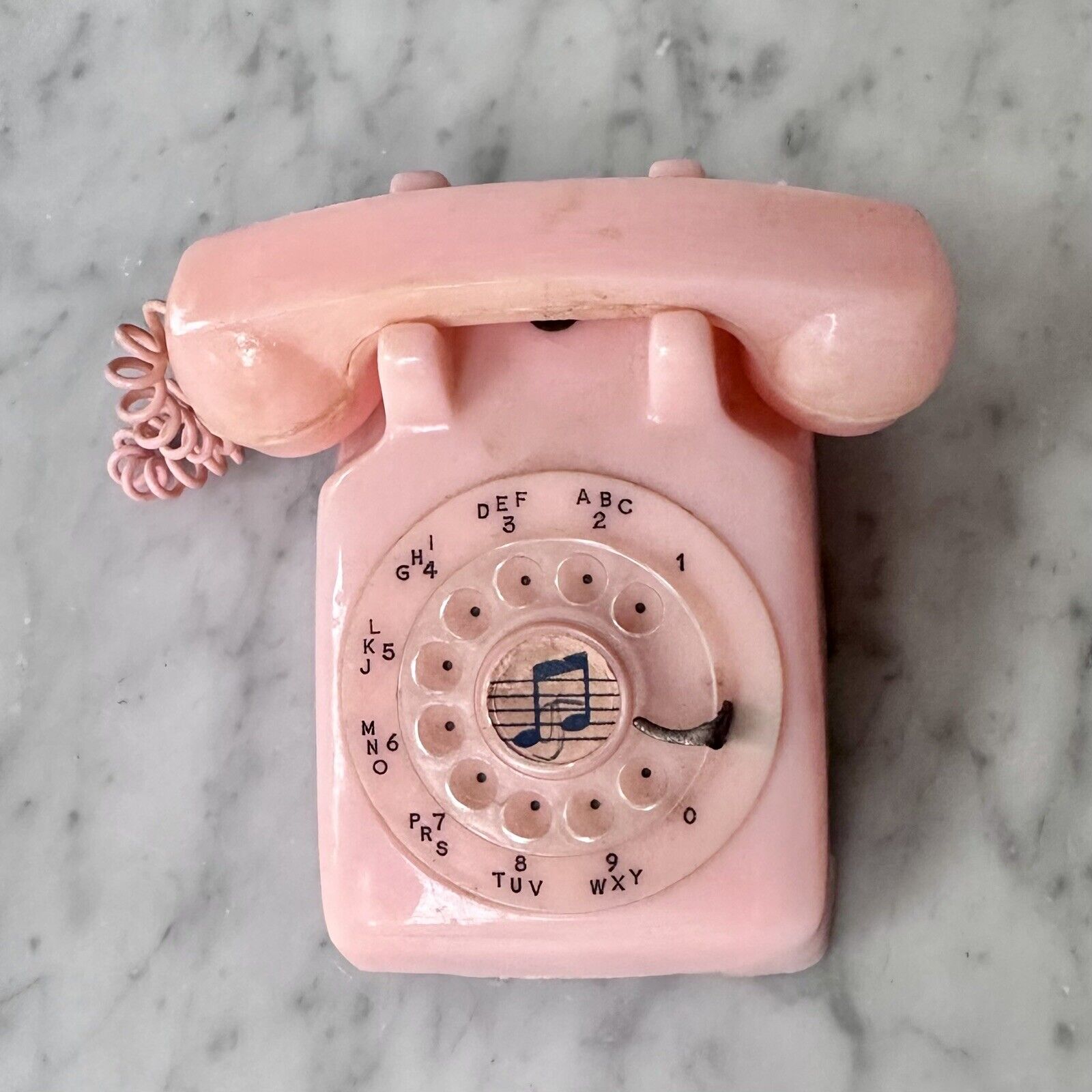 Vintage Pink Rotary Telephone Music Box