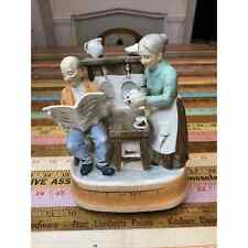 VINTAGE A.E. Price Elderly Couple Music Figurine SITS CROOKED READ Wind Up Flaw picture