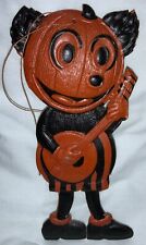 ANTIQUE/VINTAGE 1920’S GERMAN HALLOWEEN DIECUT - ‘MICKEY MOUSE’ WITH BANJO picture