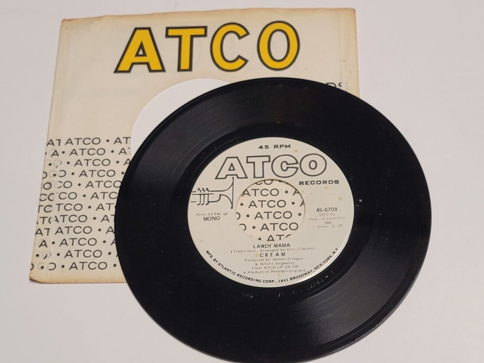 Vtg 1970 45 RPM - Cream – Lawdy Mama - ATCO PROMO Classic Rock