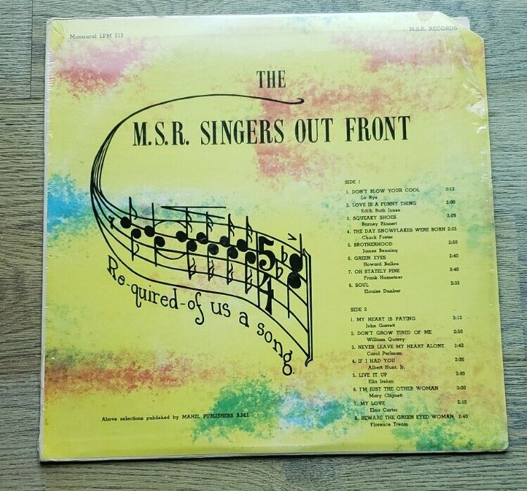 The M.S.R Singers: Out Front Rare Song Poem Psych Outsider Mod Soul Beat Lp