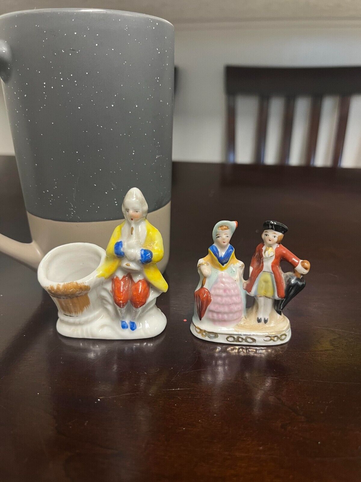 Vintage Occupied in Japan Man with Flute Mini Vase AND Victorian Style Couple