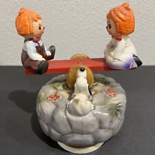 Vintage Raggedy Ann &  Andy Teeter Totter See Saw & Puppy Dog Music Box picture