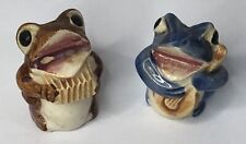 Vintage Salt & Pepper Shakers Frogs Playing Musical Instruments Ceramic Japan picture