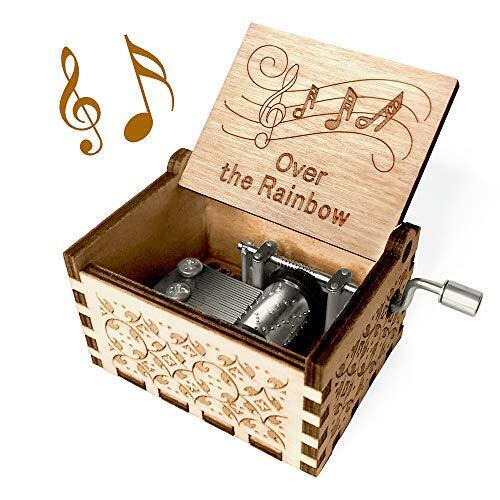 Over The Rainbow Music Box - Wood Laser Engraved Vintage Cute Hand Cranked