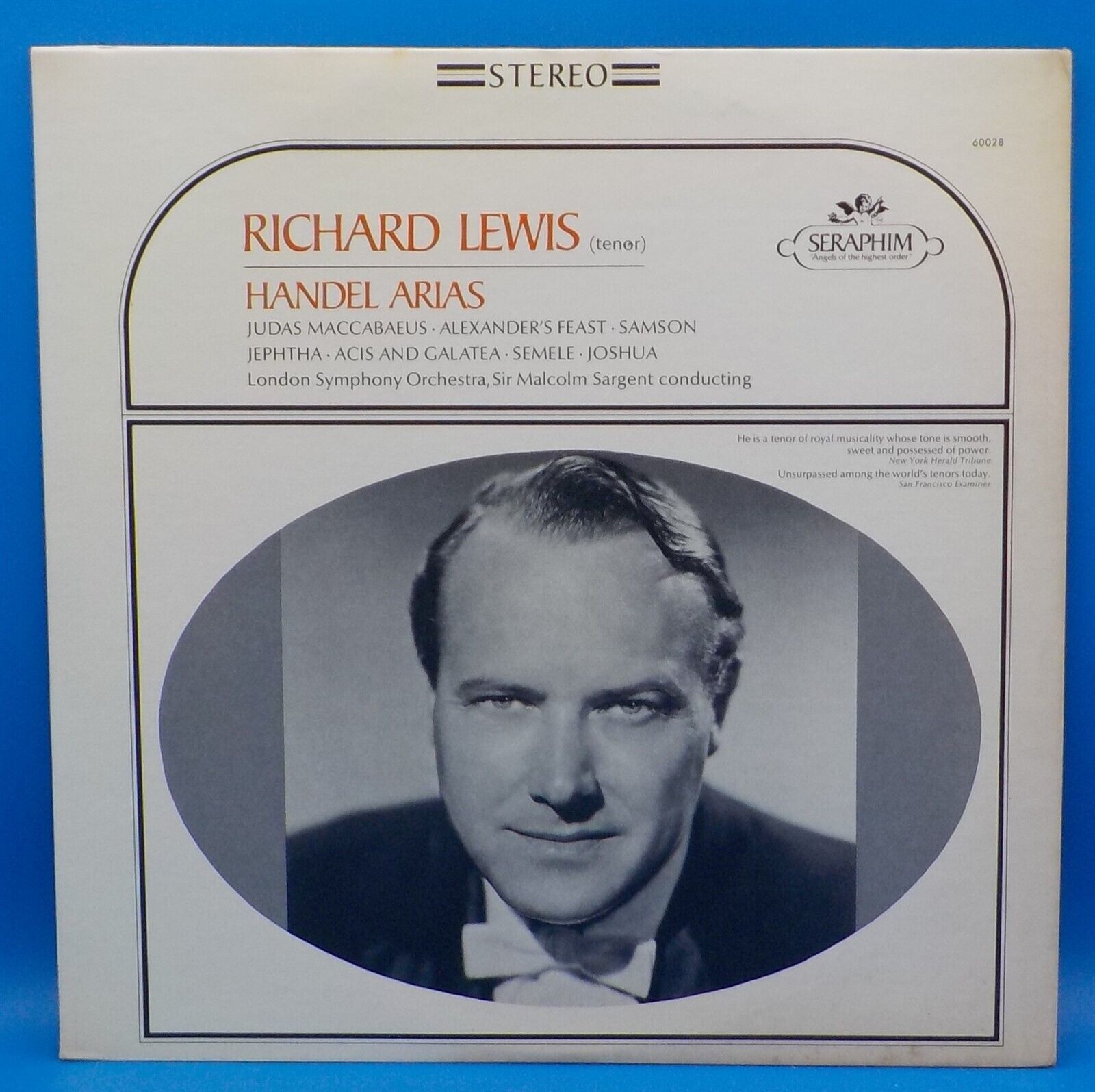 Richard Lewis, Malcolm Sargent London SO LP HANDEL Arias SERAPHIM BX5 