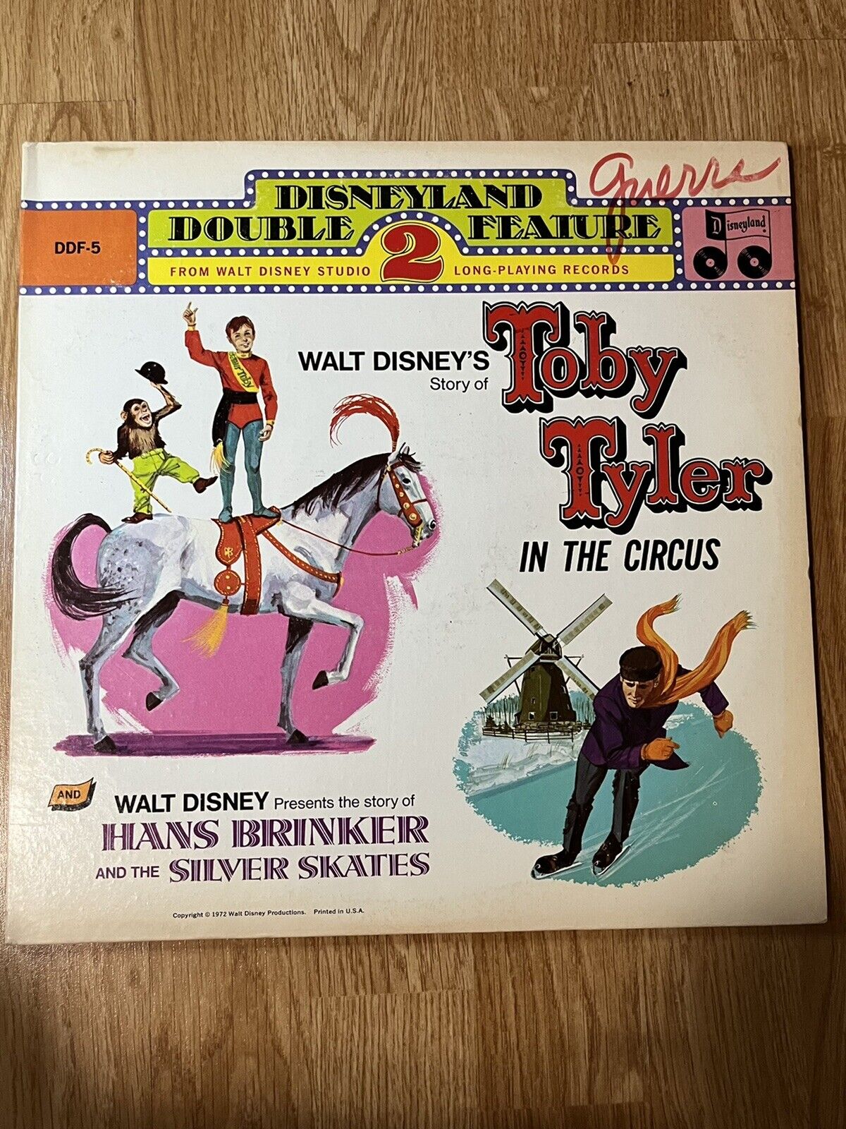 Walt Disney Toby Tyler In The Circus Hans Brinker Disneyland LP 33 Vinyl Record