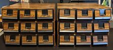 Lot of 6 Vintage Audio Cassette Tape Cabinet Case 3 Drawer 36 Holder Faux Wood picture