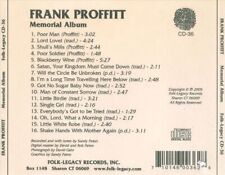 FRANK PROFFITT - MEMORIAL ALBUM NEW CD picture