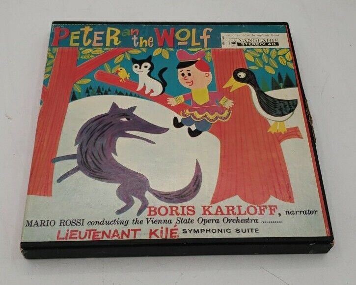 RARE VINTAGE REEL TO REEL TAPE PETER AND THE WOLF 4-Track Vanguard Karloff