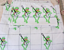 Vtg Martex Kermit The Frog Banjo Muppets Queen Sheet Fitted~One Pillowcase~ picture