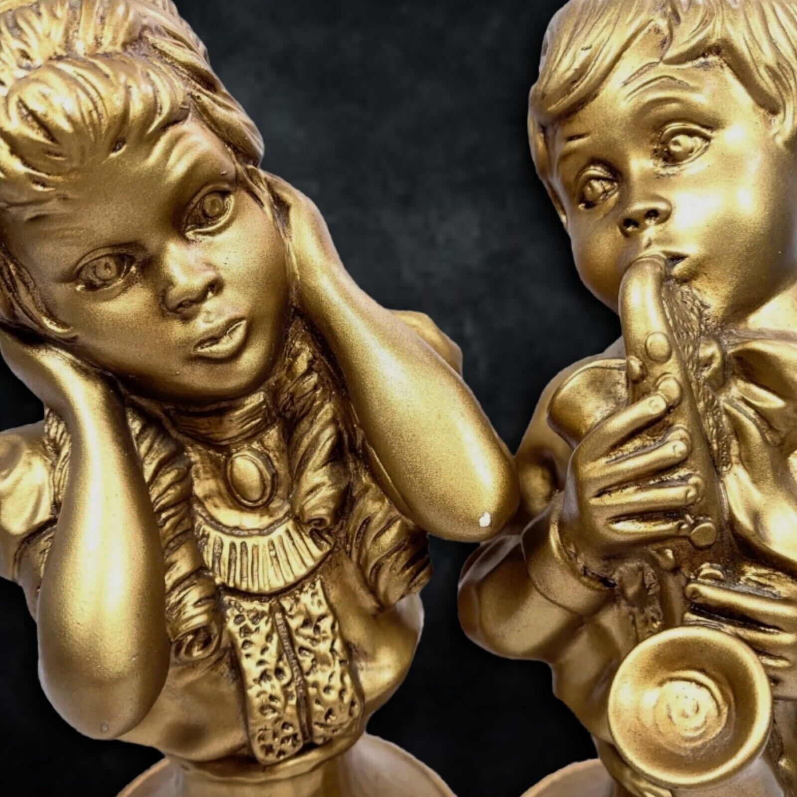 Music to My Ears Bust Saxaphone Player Statue Vintage 1971 Universal Statuary