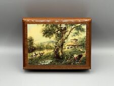 Vintage Wooden Music Box Swiss Movement Plays My Lady Greensleeves picture