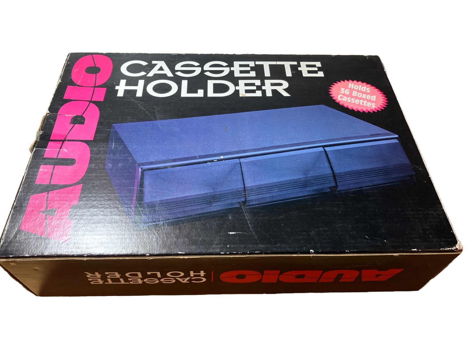 Vintage 1980's/90s , Cassette Tape Storage Deck Holder ( 36 Box ) black wood