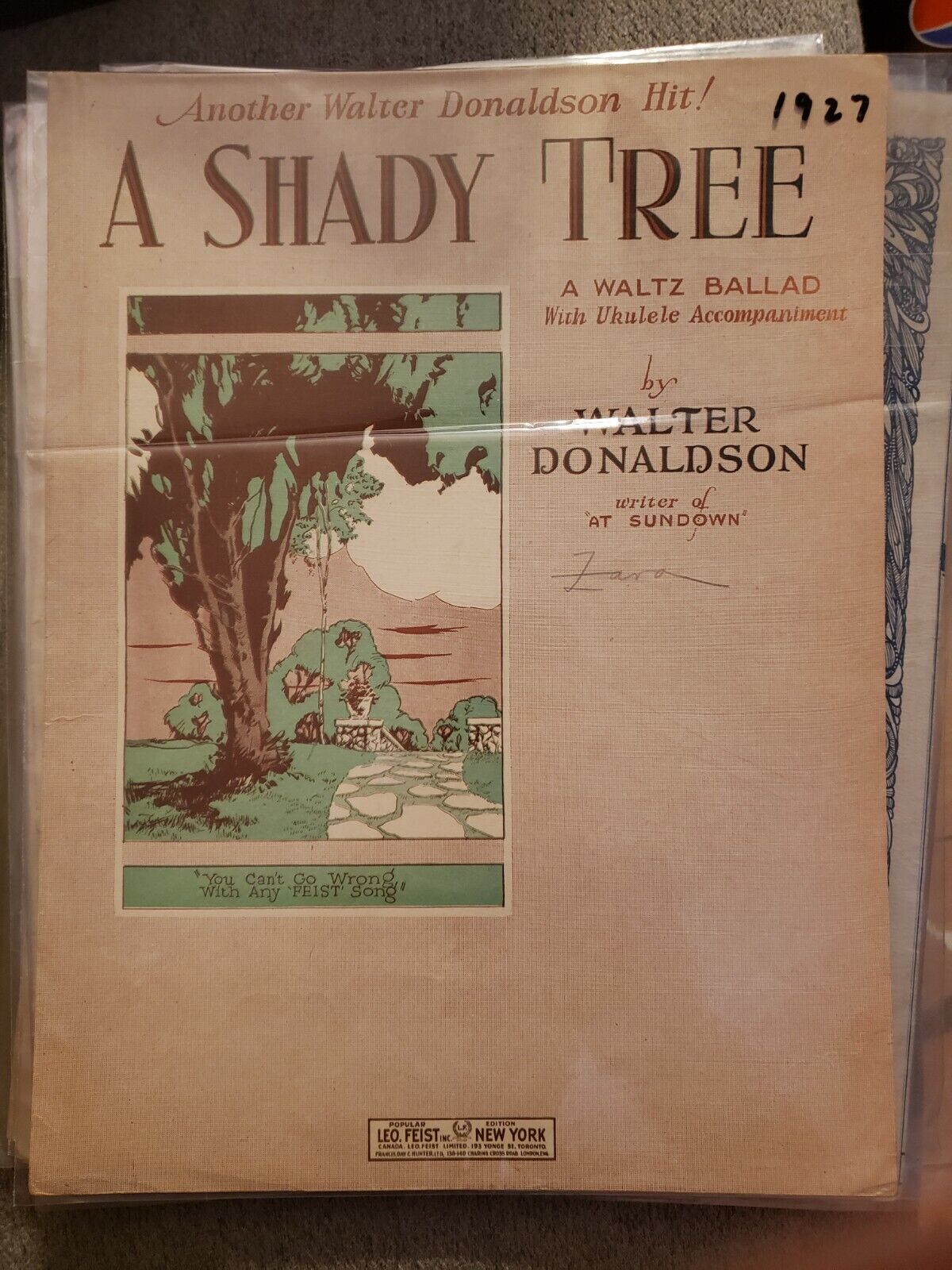Vintage Sheet Music 1927 Shady Tree Walter Donaldson FAST SHIP FROM USA