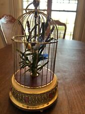 Vintage West German Music Box, Brass Bird Cage with Animated Singing Birds picture