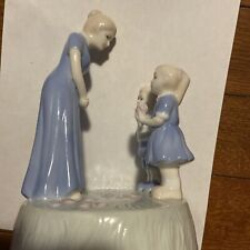 Vintage Mother and Children porcelain music box picture