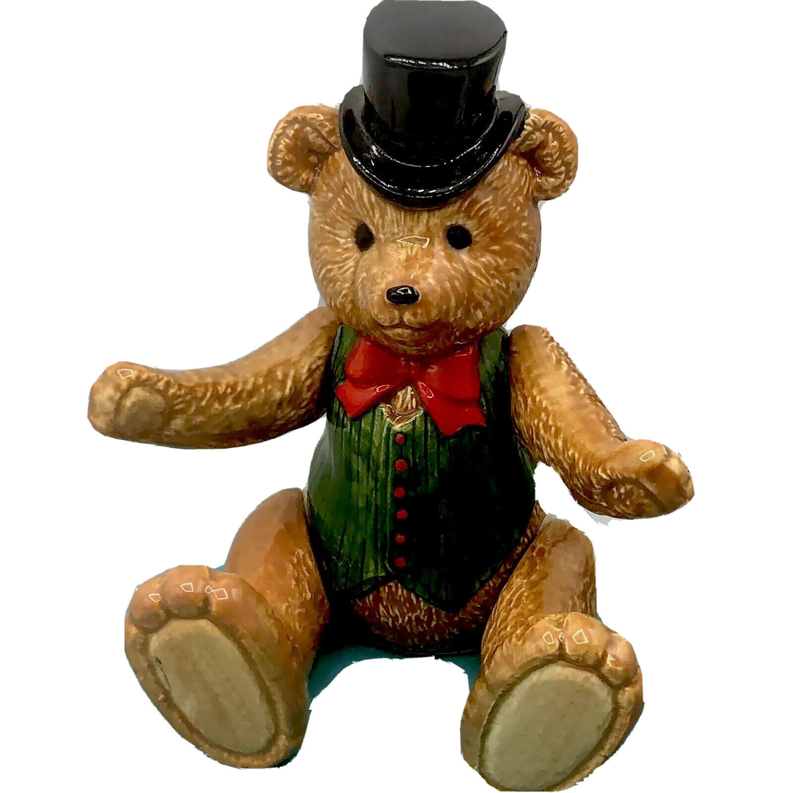Vintage Schmid Entertainer Porcelain. Teddy Bear Music Box Figurine Fun