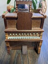 Vintage Mini Wooden Player Piano Music Box WORKS picture