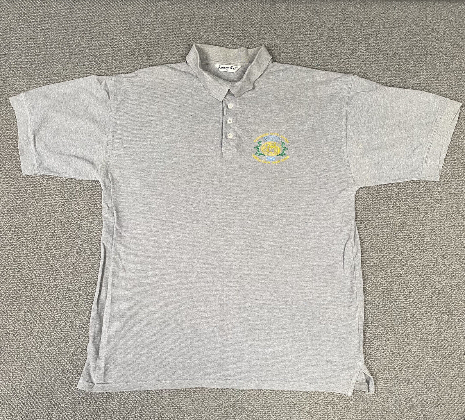 FISH Polo Shirt Mens XL Extra Large Grey Vintage 1999 Tour Short Sleeve Raingods