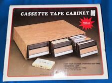 Vintage Woodgrain Audio Cassette Cabinet 42 Tapes K-Mart Brand Boxed picture