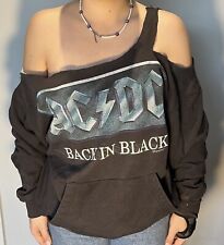 Vintage 1996 AC/DC Back In Black Sweatshirt Thrashed Cut Off Graphic - Medium picture