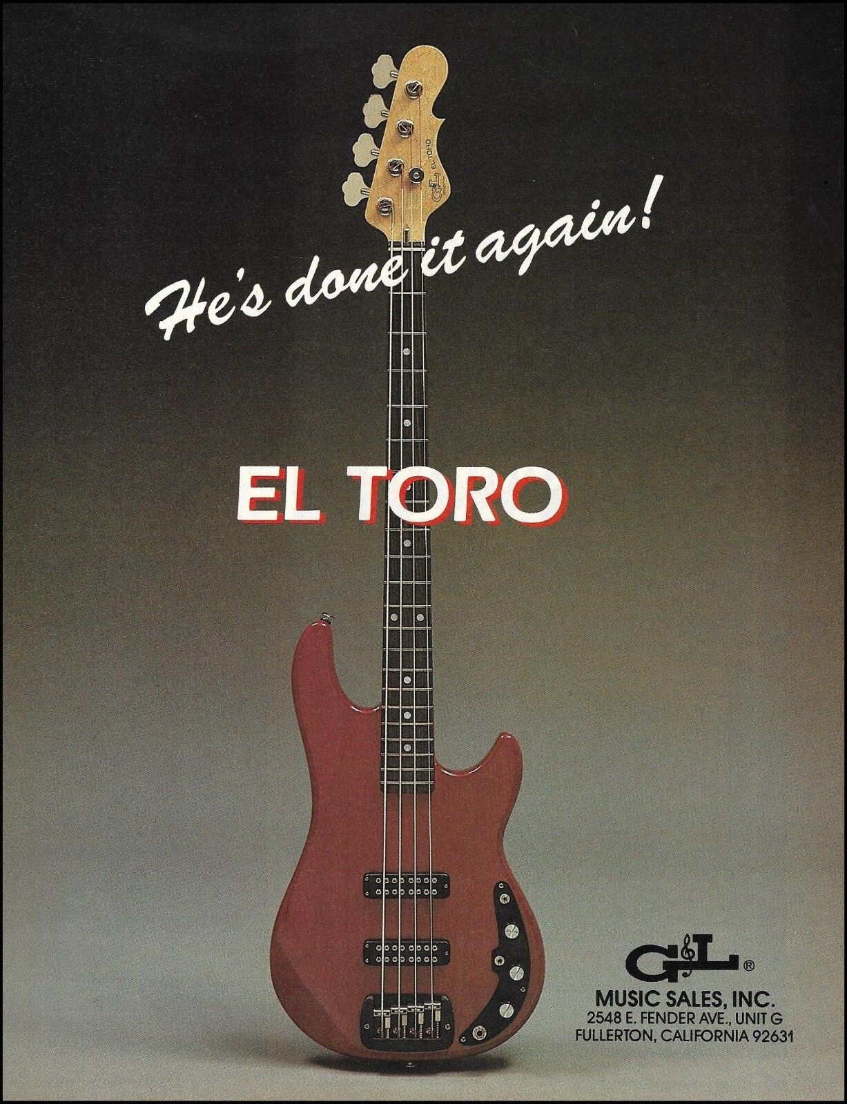 G&L El Toro Series Bass Guitar original 1983 ad 8 x 11 advertisement print