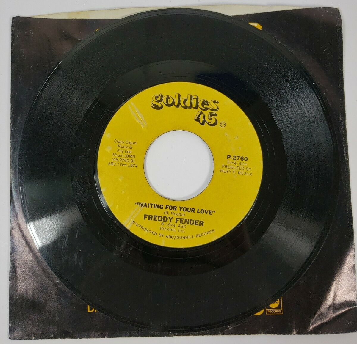 1974 Freddy Fender - Waiting For Your Love - ABC (45RPM RPM 7”  Single VG/VG