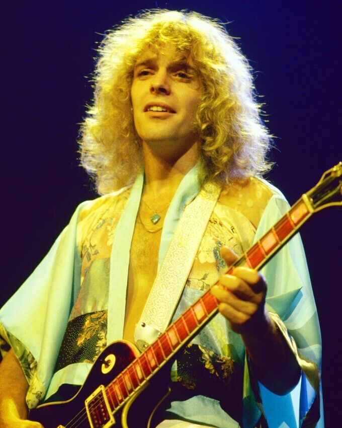 Peter Frampton Posing With Guitar in Concert 8x10 inch Photo