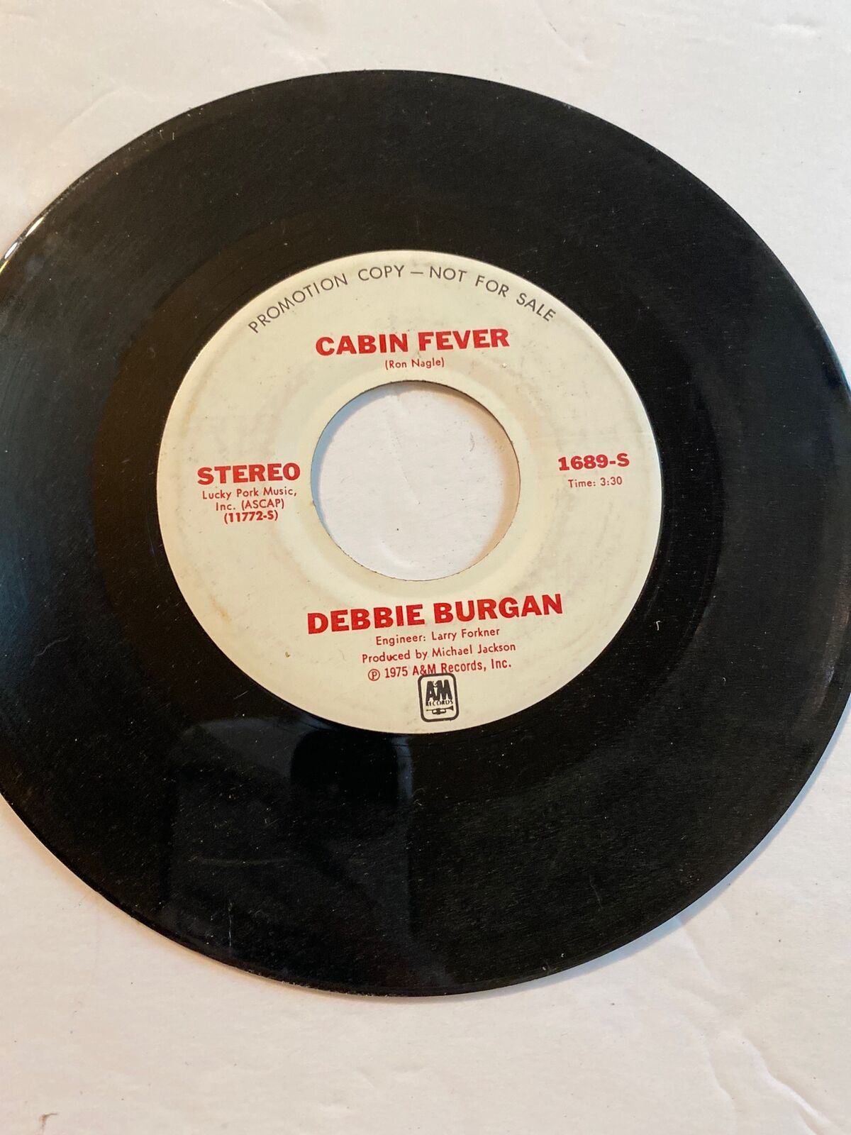 Vintage 7” vinyl record 45 RPM Debbie Burgan cabin fever