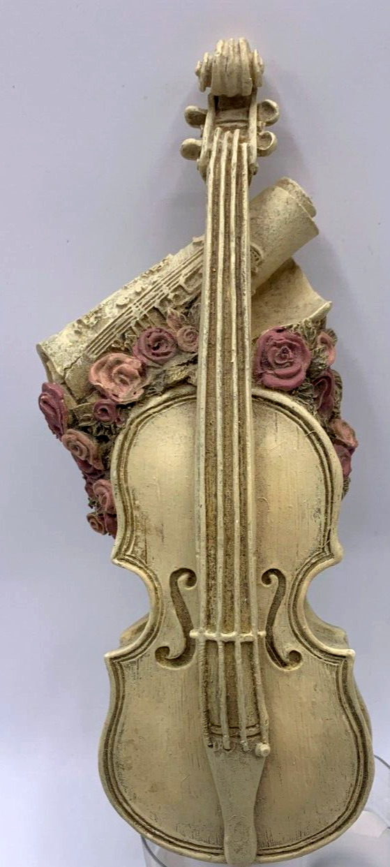 Vintage 1995 MUSIC PLAYER in VIOLIN shape CERAMIC classical ONE PIECE windup